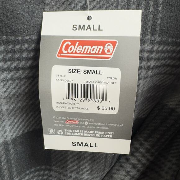 Coleman Men's Fleece Lined Full Zip Hoodie Shale Grey Heather Size Small - Picture 10 of 11